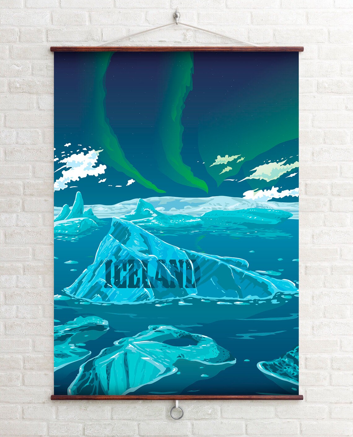 Iceland Travel Poster, Northern Lights National Park - Image 3