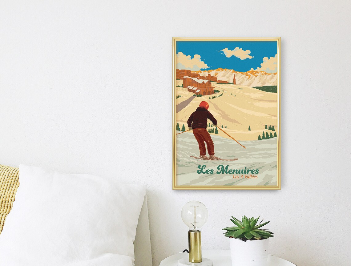 Les Menuires Ski Resort Travel Poster, French Alps - Image 3