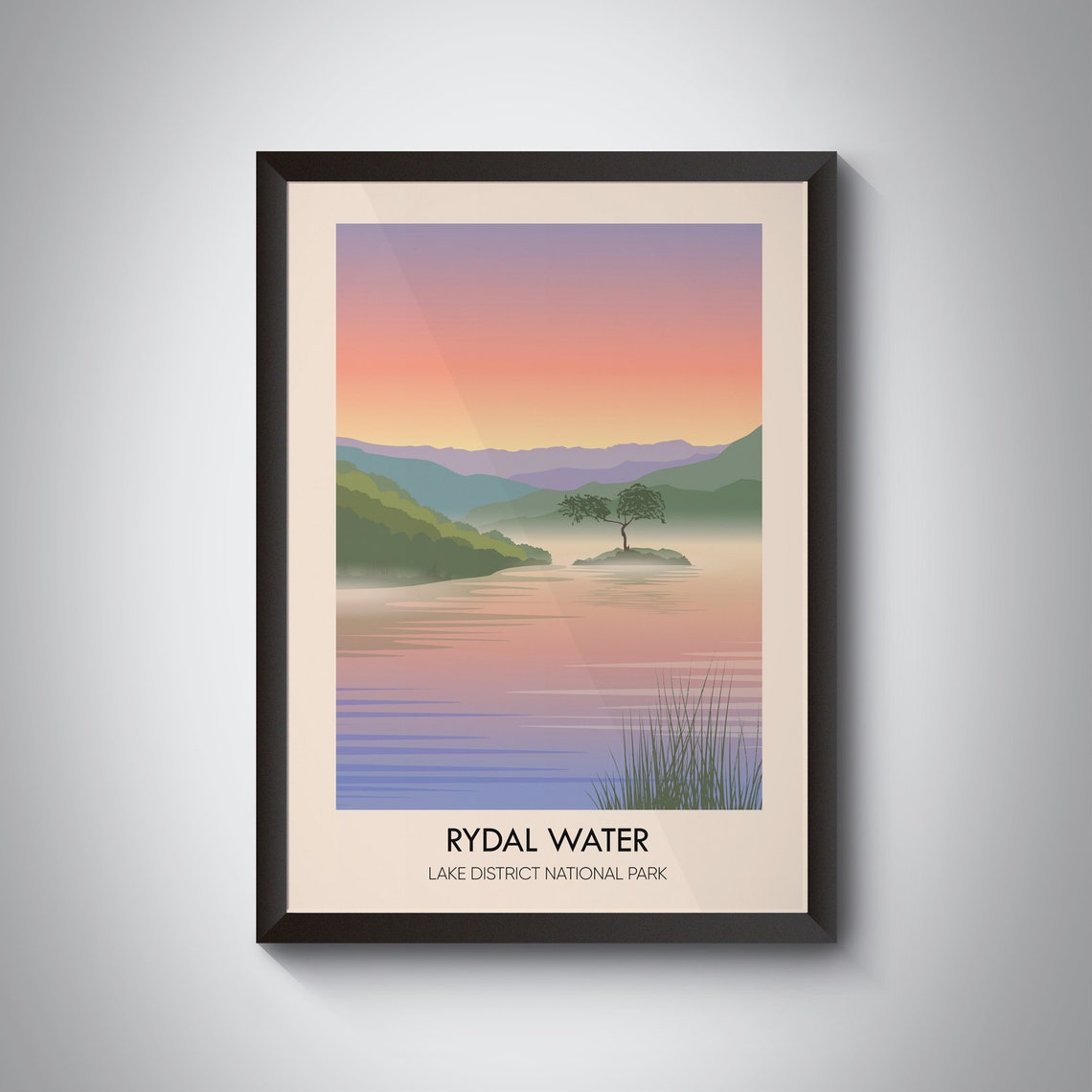 Rydal Water Sunrise Lone Tree Lake District Minimalist Poster