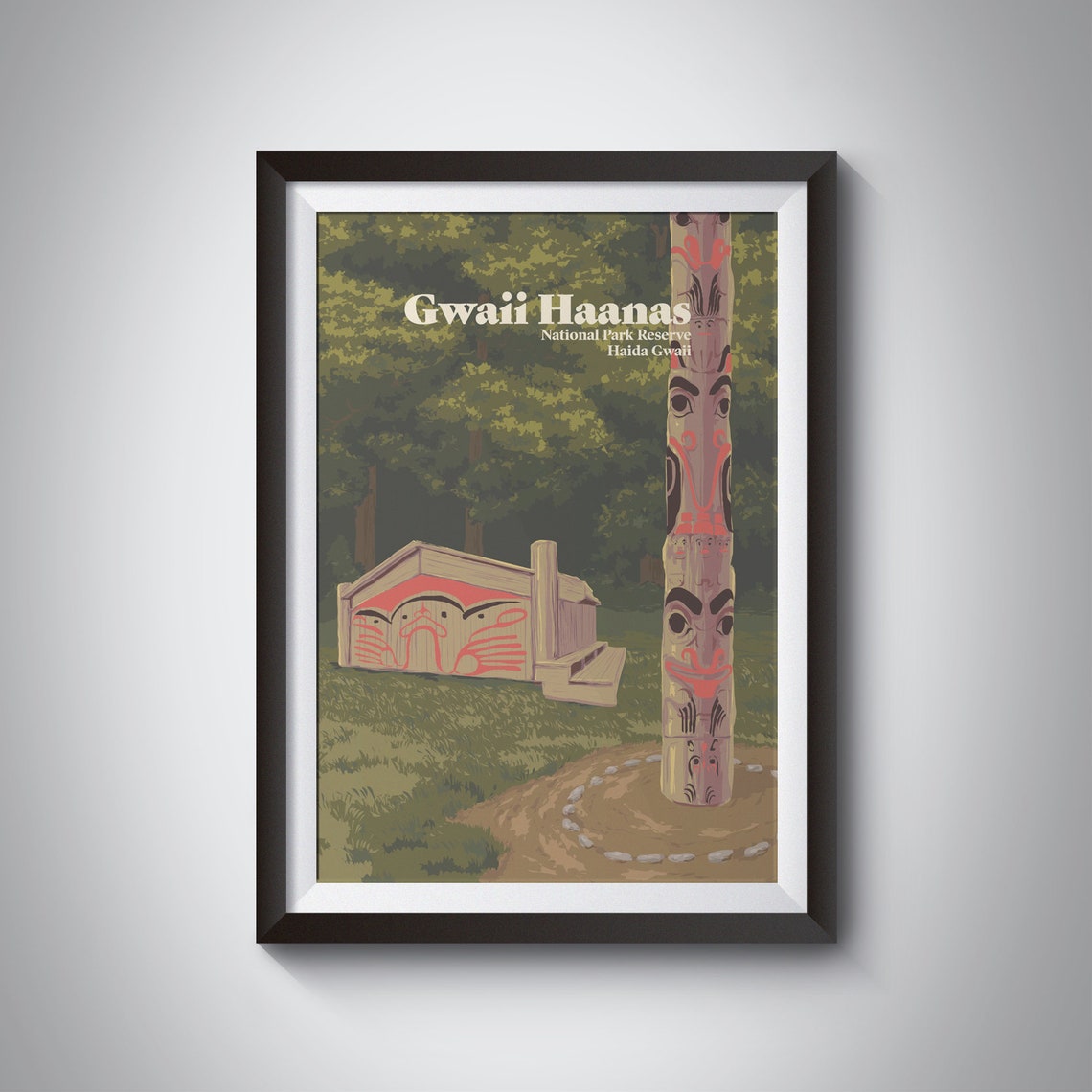 Gwaii Haanas National Park Reserve Haida Totem Pole Travel Poster