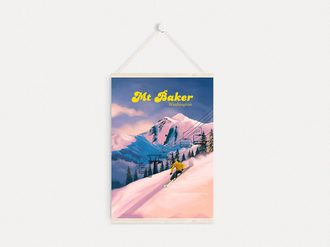 Mt Baker Ski Resort Vintage Travel Poster Print - Image 4