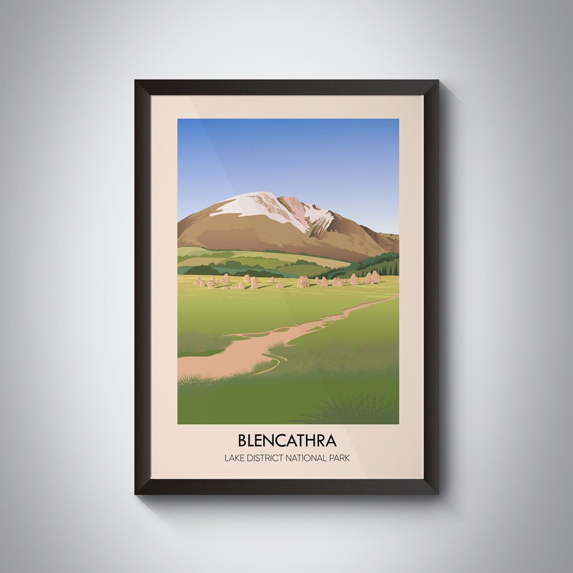 Blencathra Vintage Travel Poster, Lake District