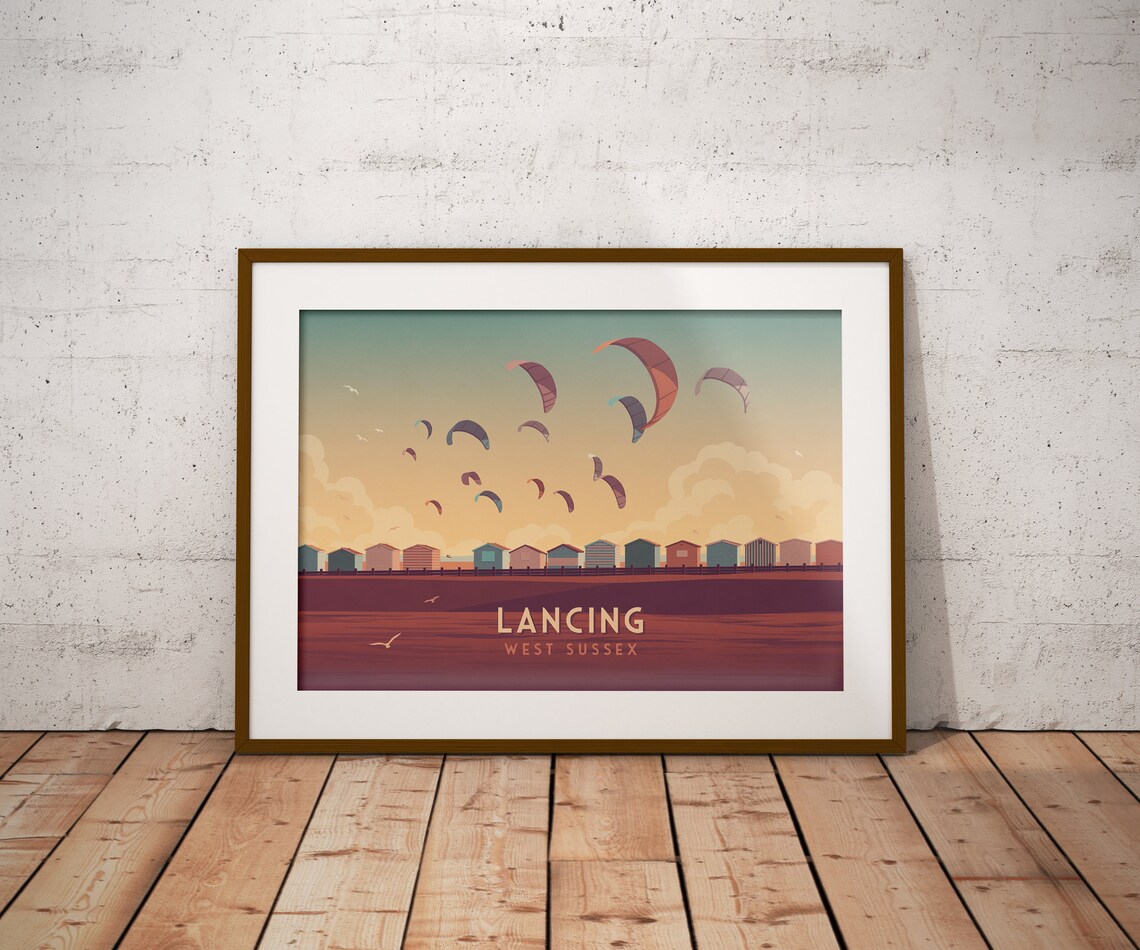 Lancing Travel Poster, West Sussex Seaside Art Print - Image 4