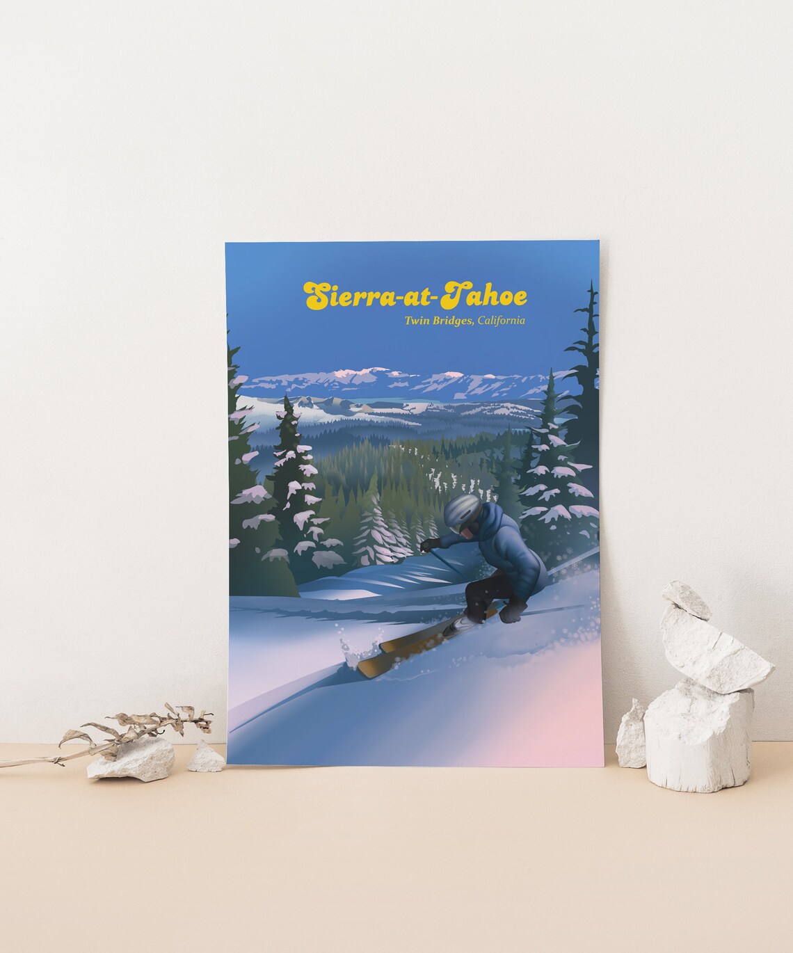 Sierra-at-Tahoe Skier Powder Day Vintage California Ski Poster - Image 4