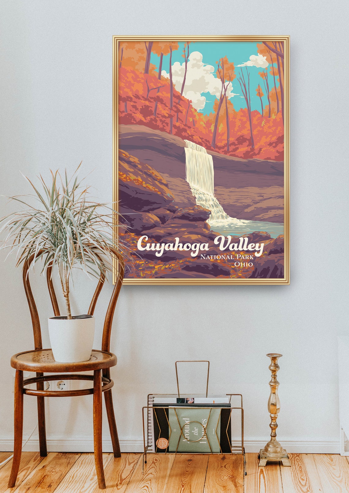 Cuyahoga Valley National Park Poster Ohio Usa Travel Poster Cuyahoga River Vintage Travel Poster Retro Blue Hen Falls Waterfall Artf - Image 2