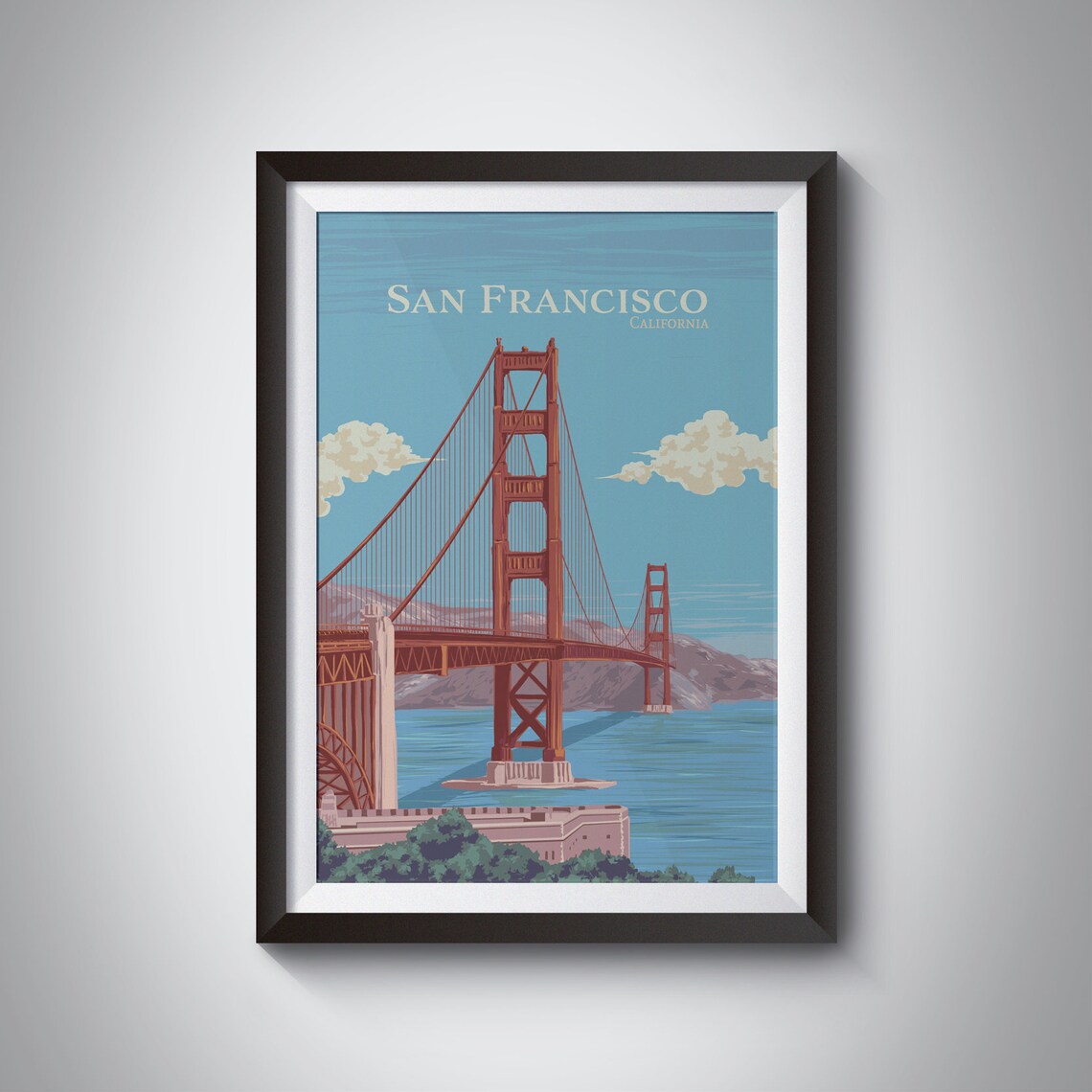 San Francisco Travel Poster Golden Gate Bridge Usa Golden Gate Park Route 101 Americana National Park Poster Bay Area California