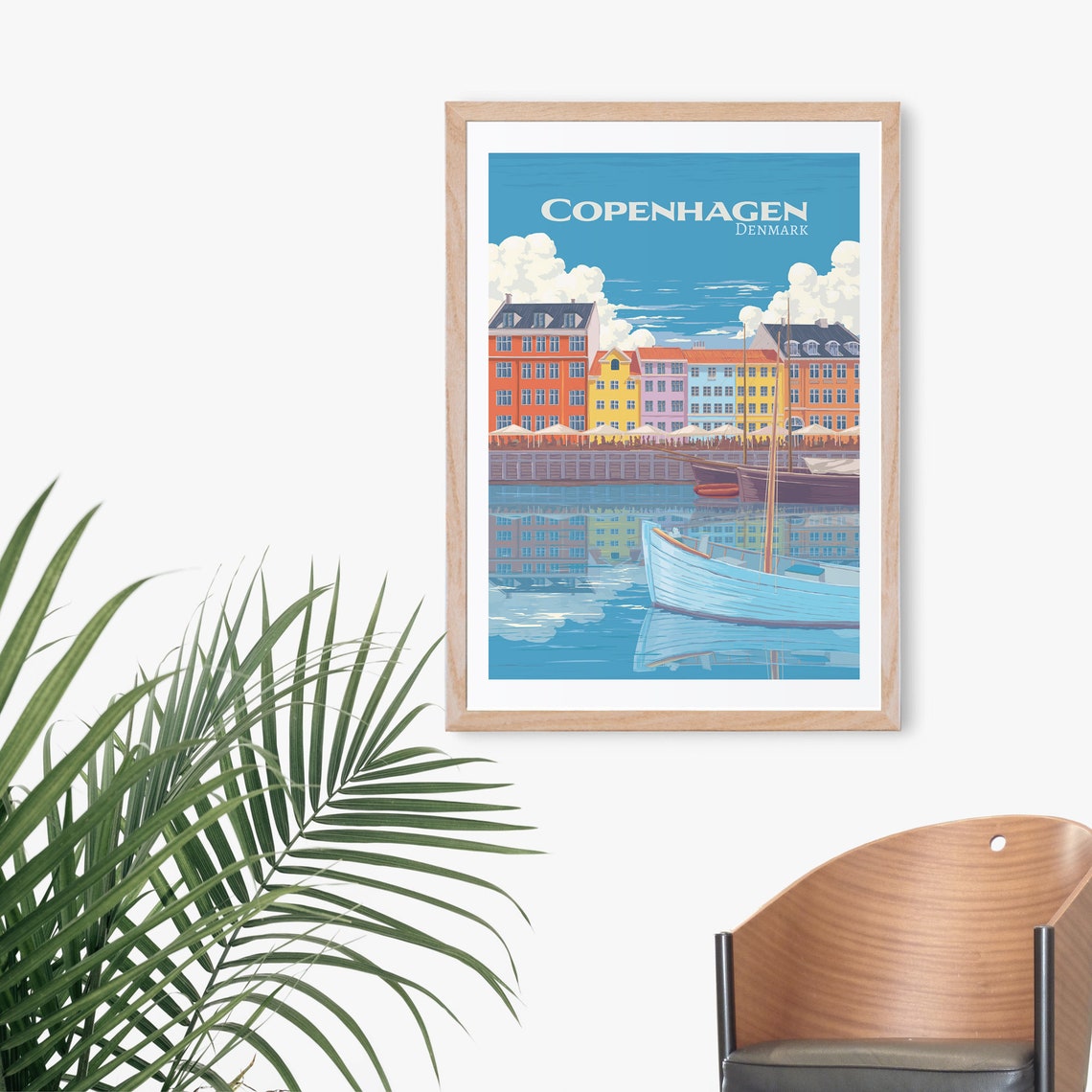 Copenhagen Denmark Nyhavn Colorful Harbor Retro Travel Poster - Image 3