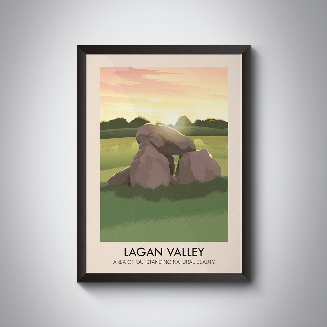 Lagan Valley AONB Vintage Travel Poster, Northern Ireland