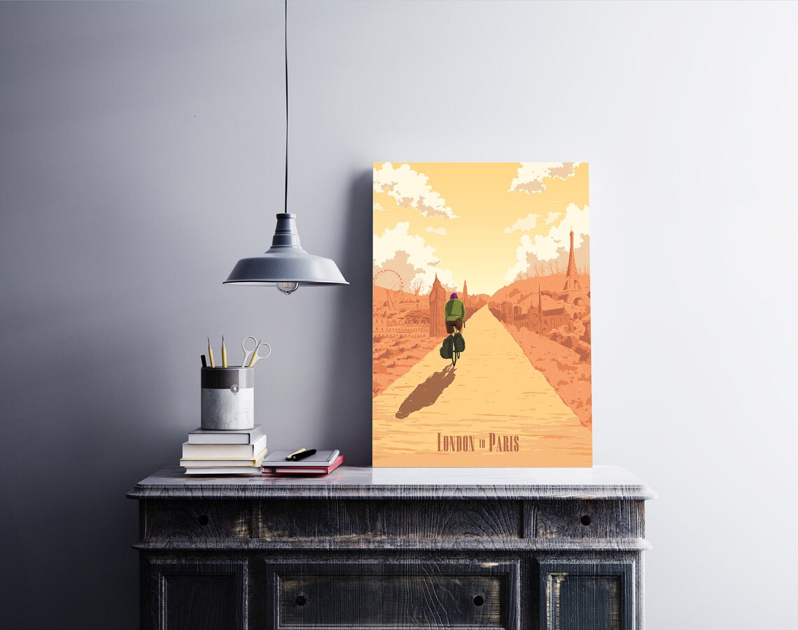 London to Paris Cycling Travel Poster, Avenue Verte - Image 4