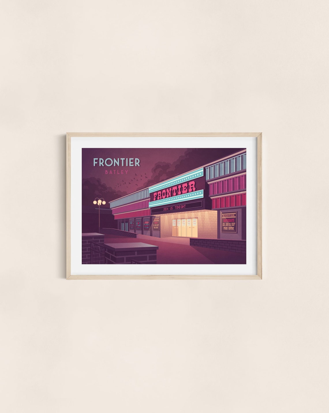 Frontier Nightclub Batley Poster West Yorkshire Batley Variety Club Clubbing Dewsbury Morley Vintage Travel Print Dance Music Retro - Image 3