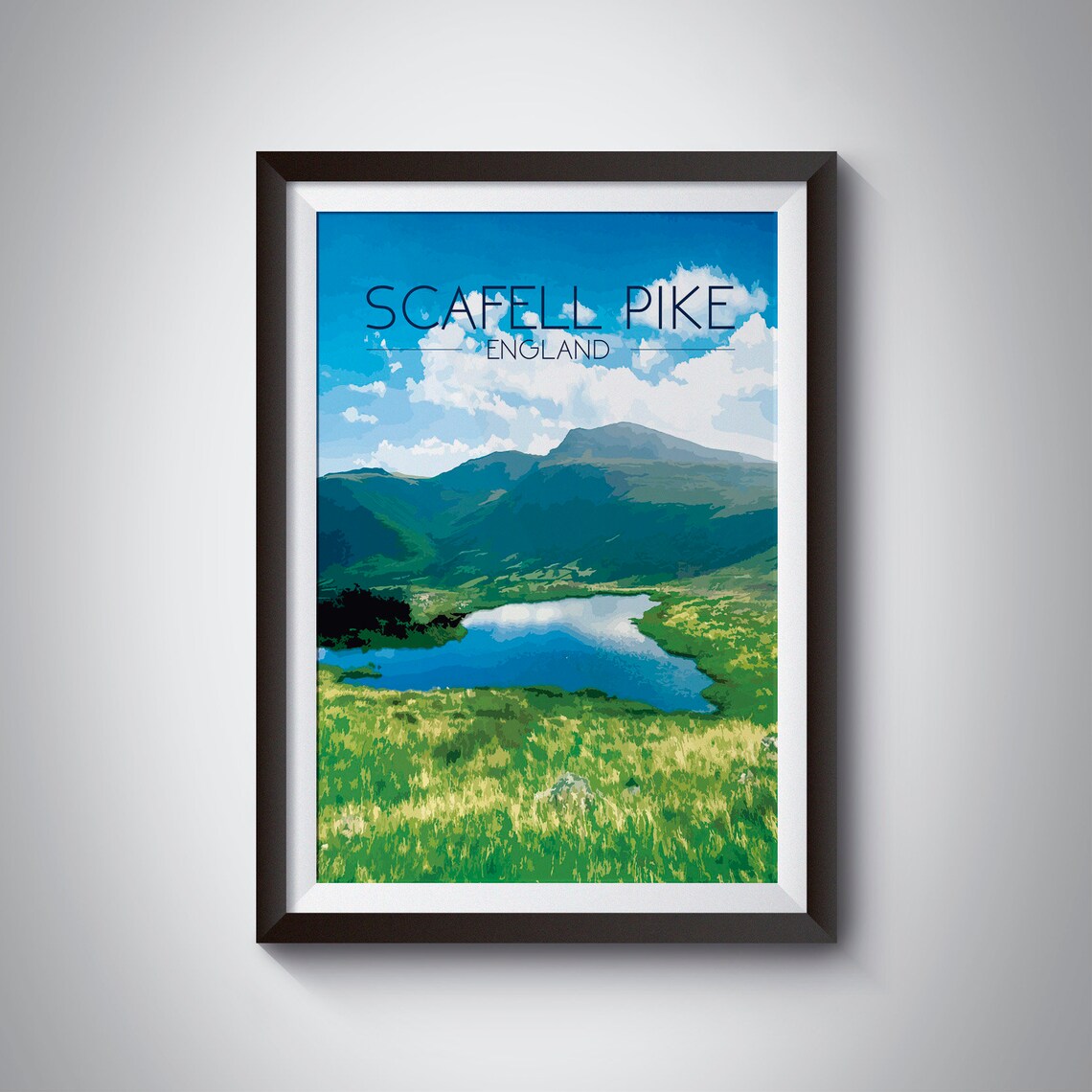 Scafell Pike Poster, Lake District Mountain Art
