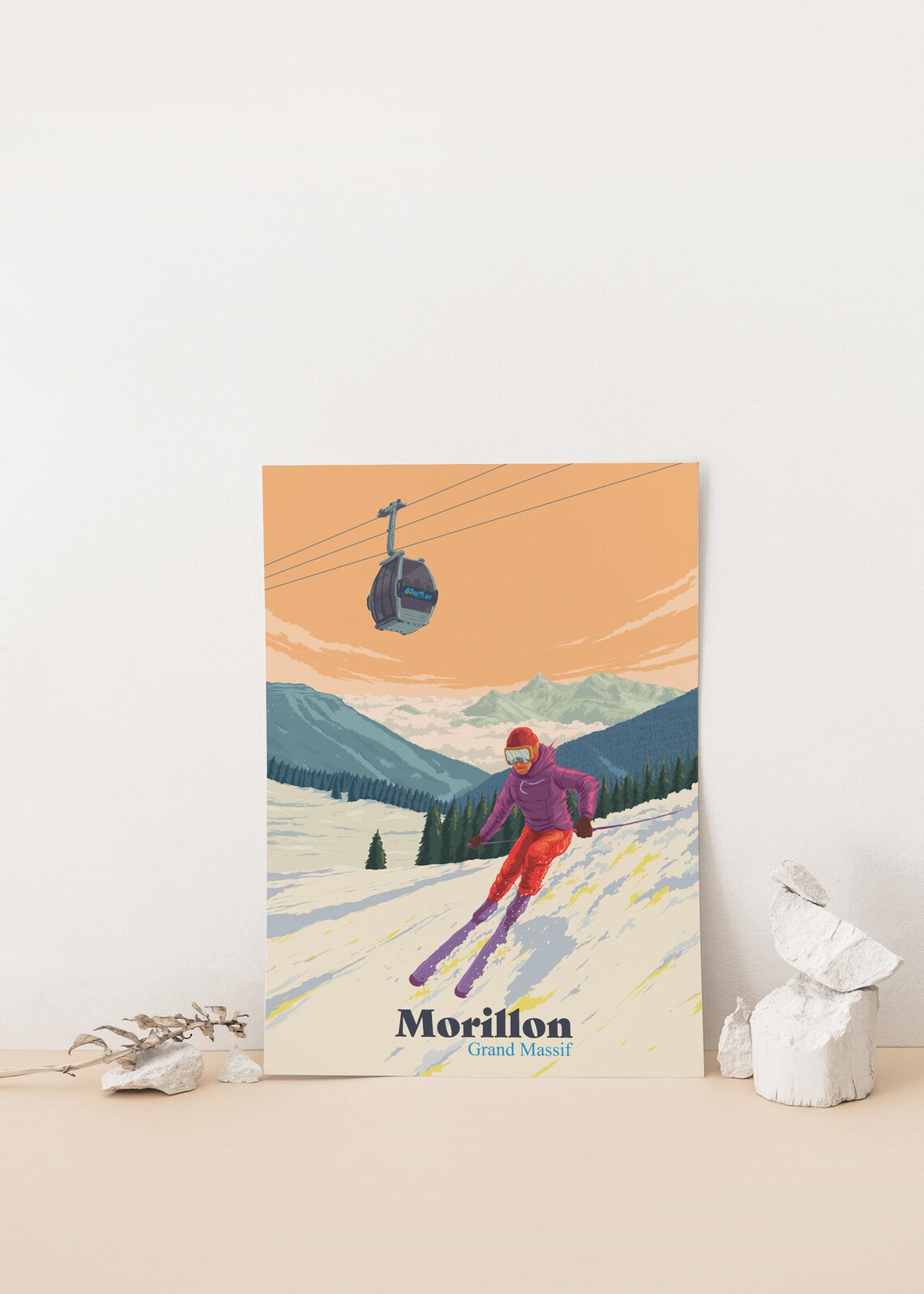 Morillon Ski Resort Travel Poster, French Alps - Image 4