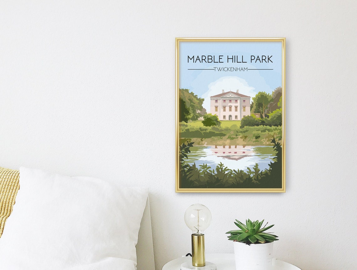 Marble Hill Park Twickenham Mansion River Reflection Scene Poster - Image 3