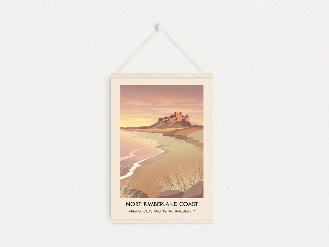 Northumberland Coast AONB Vintage Travel Poster - Image 4