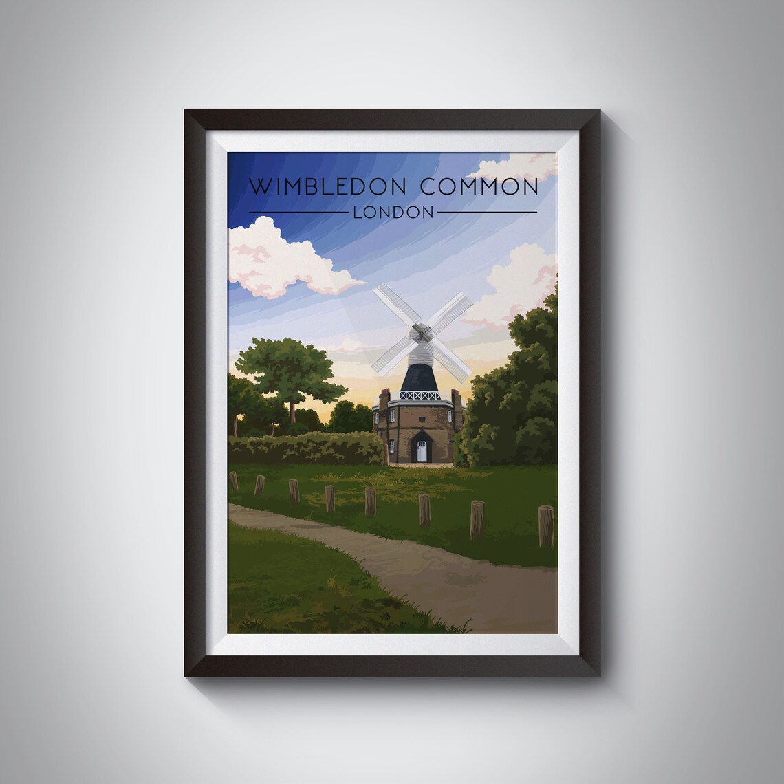 Wimbledon Common London Vintage Retro Travel Poster