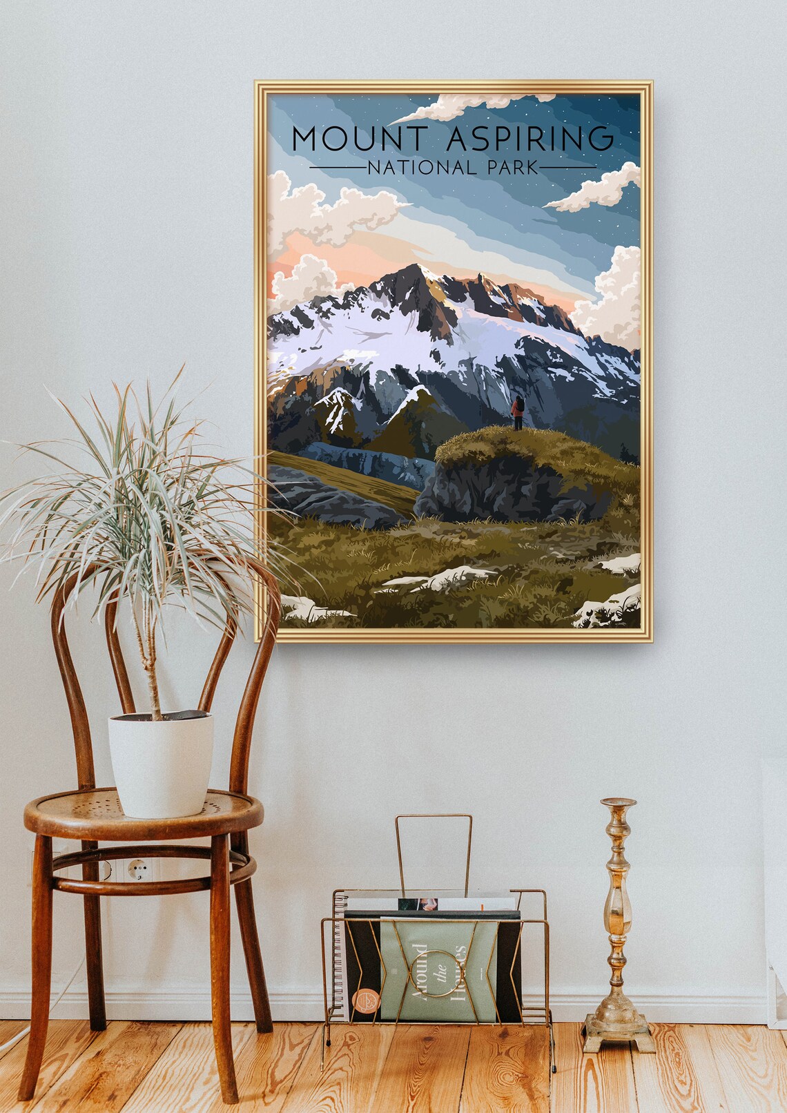 Mount Aspiring National Park New Zealand Peak Hiker View Travel Poster - Image 2