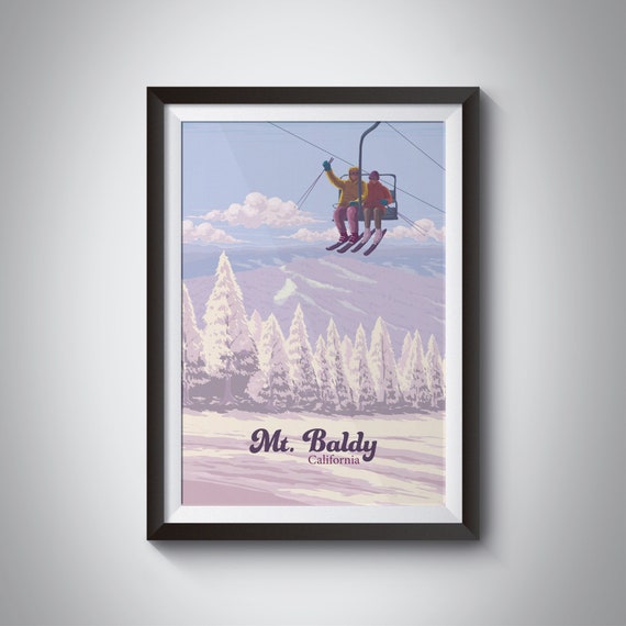 Mt Baldy Ski Resort Poster San Gabriel Mountains California Usa Snowboarding Mount San Antonio Mount Baldy Vintage Travel Print Art