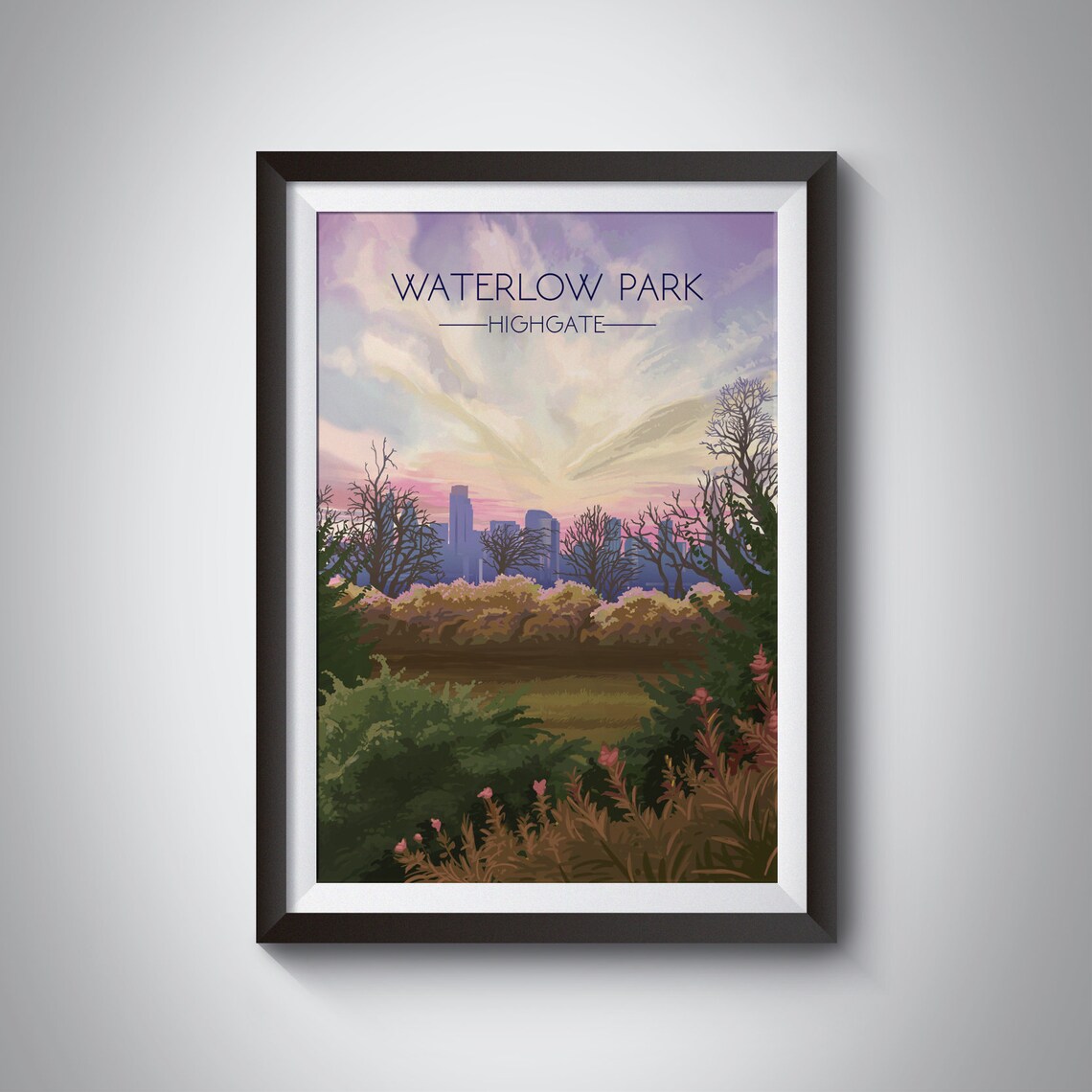 Waterlow Park, Highgate London Vintage Travel Poster