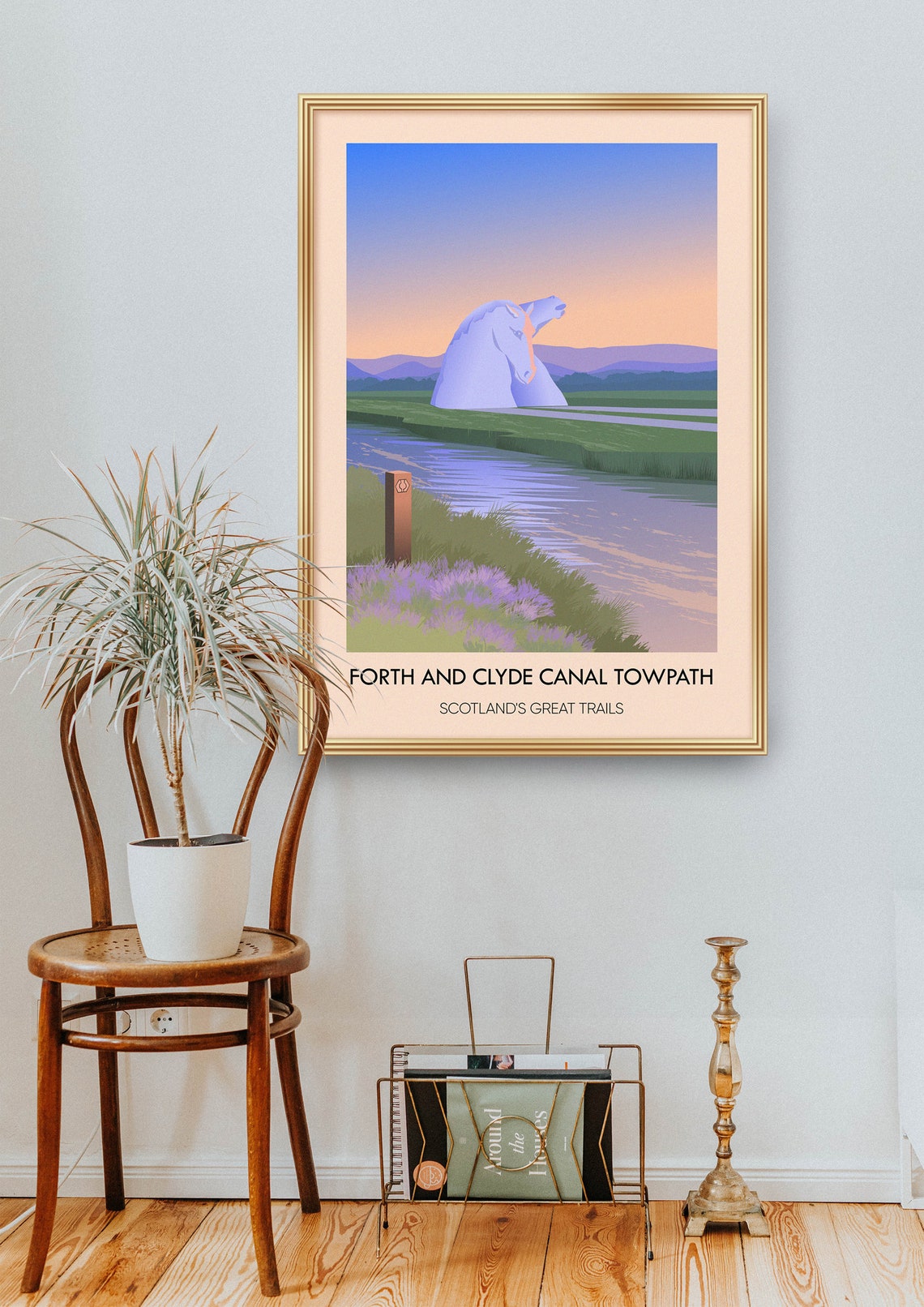 Forth and Clyde Canal Kelpies Sunset Towpath Trail Travel Poster - Image 2