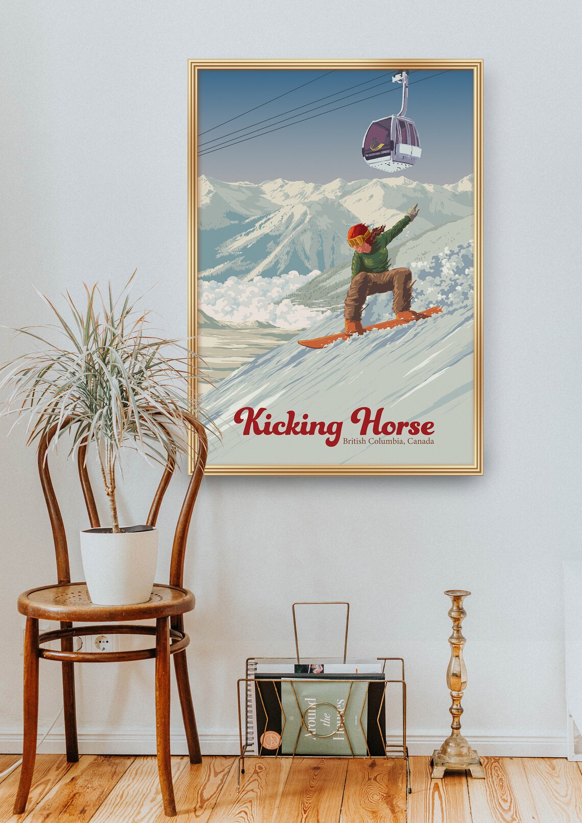 Kicking Horse British Columbia Snowboarder Alpine Descent Poster - Image 2
