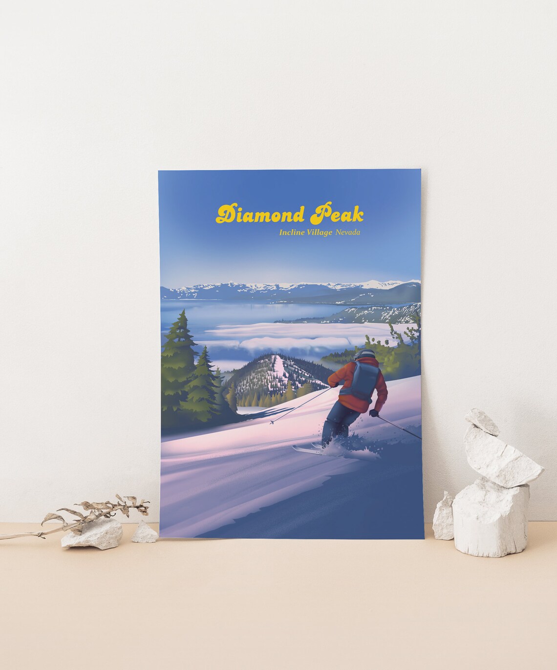 Diamond Peak Ski Resort Vintage Travel Poster - Image 4