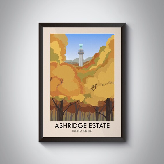 Ashridge Estate Vintage Travel Poster, Hertfordshire