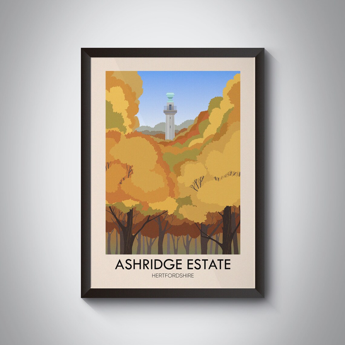 Ashridge Estate Vintage Travel Poster, Hertfordshire