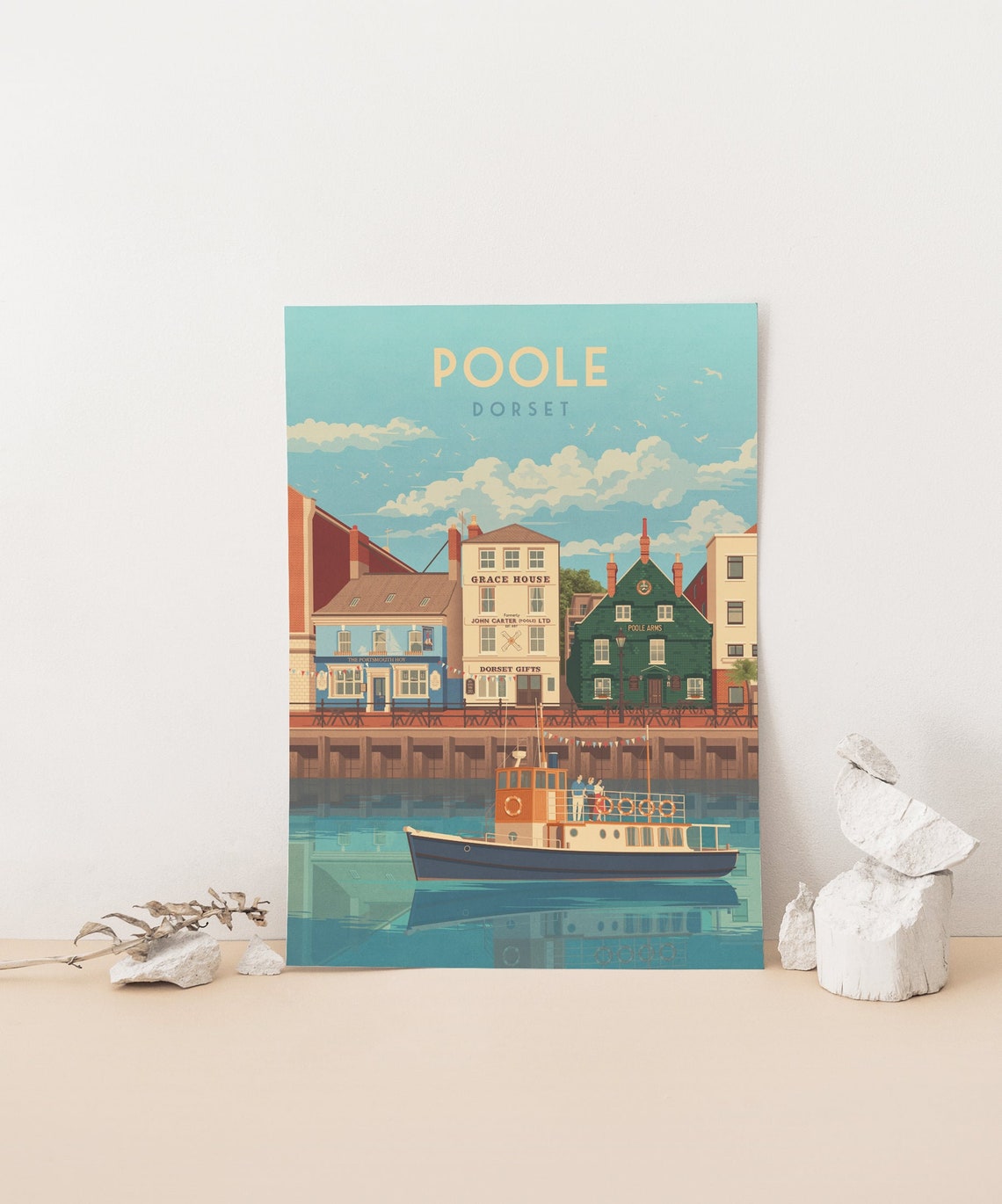 Poole Dorset Historic Quay Vintage Ferry Harbour Front Poster - Image 4
