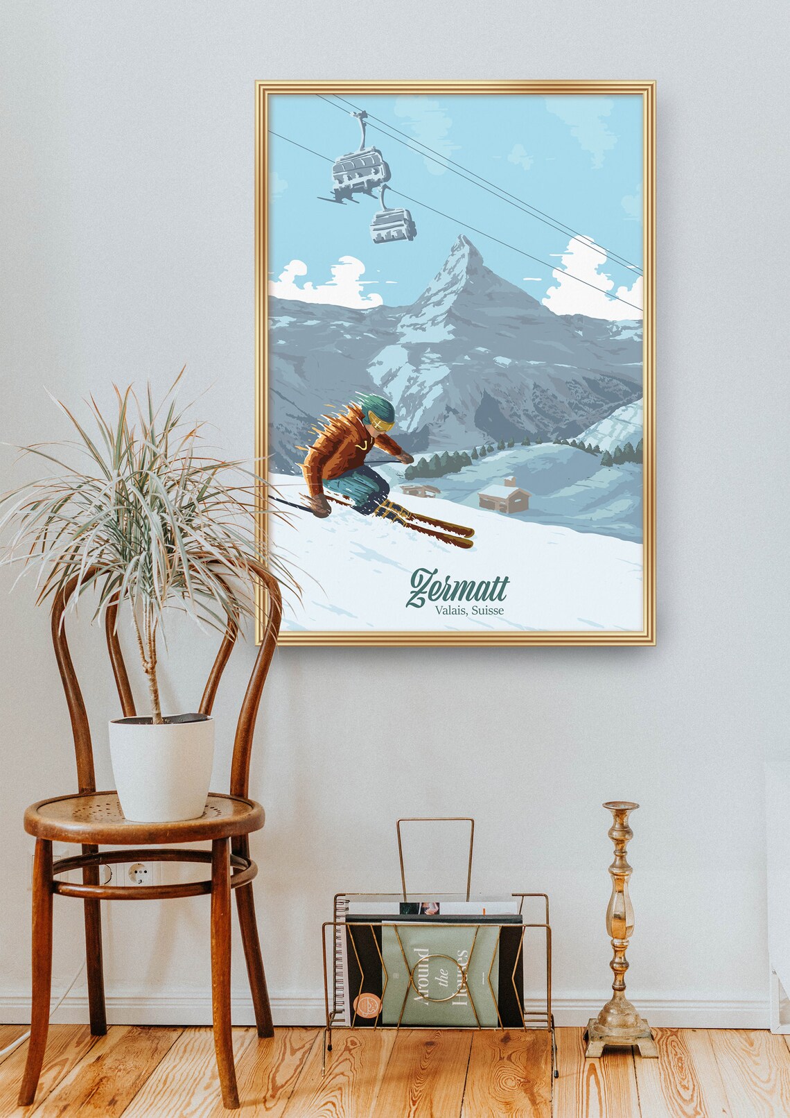 Zermatt Ski Resort Matterhorn Vintage Travel Poster - Image 2