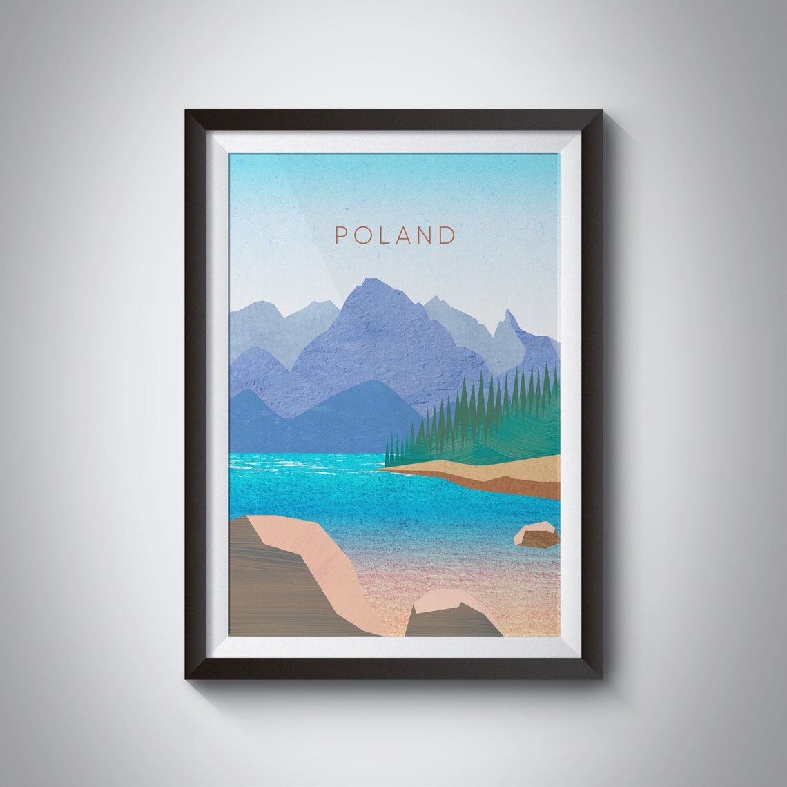 Poland Tatra Mountains Turquoise Alpine Lake Pine Forest Poster