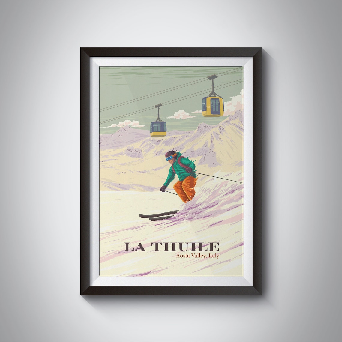 La Thuile Vintage Travel Poster, Aosta Valley