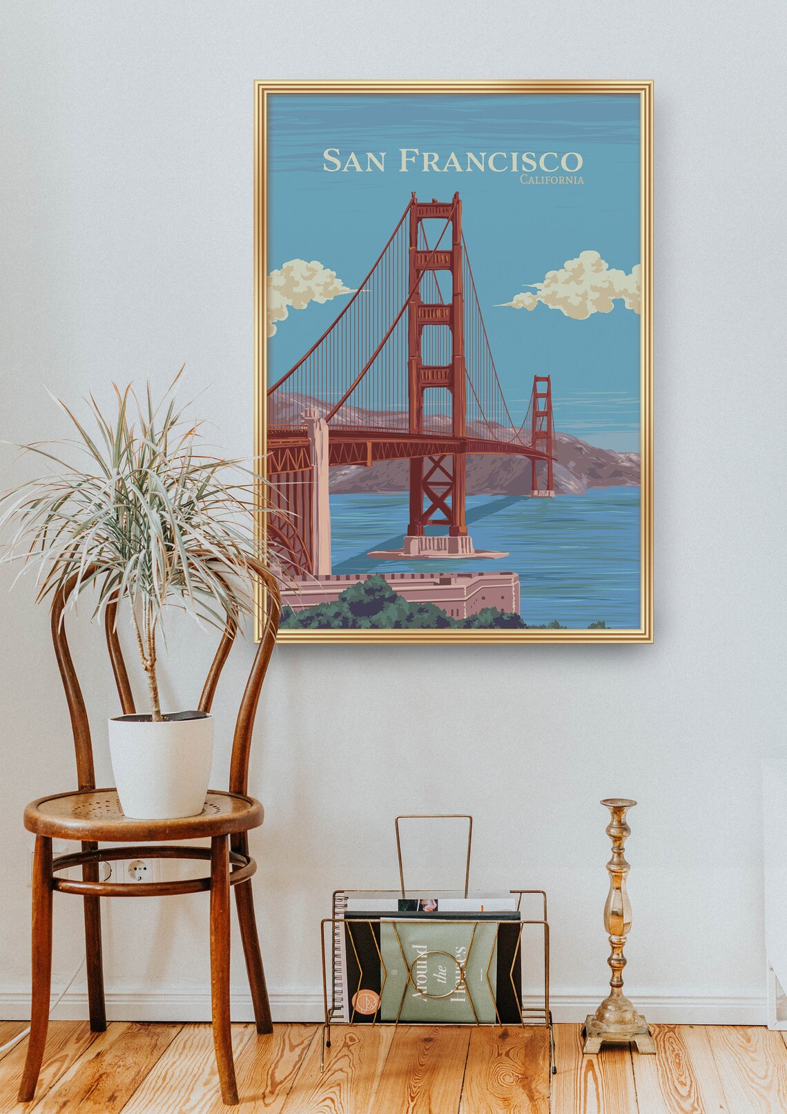 San Francisco Travel Poster Golden Gate Bridge Usa Golden Gate Park Route 101 Americana National Park Poster Bay Area California - Image 2