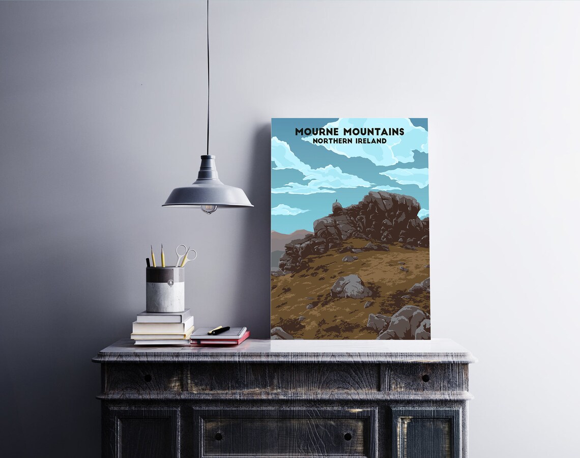 Mourne Mountains Travel Poster, Northern Ireland - Image 2