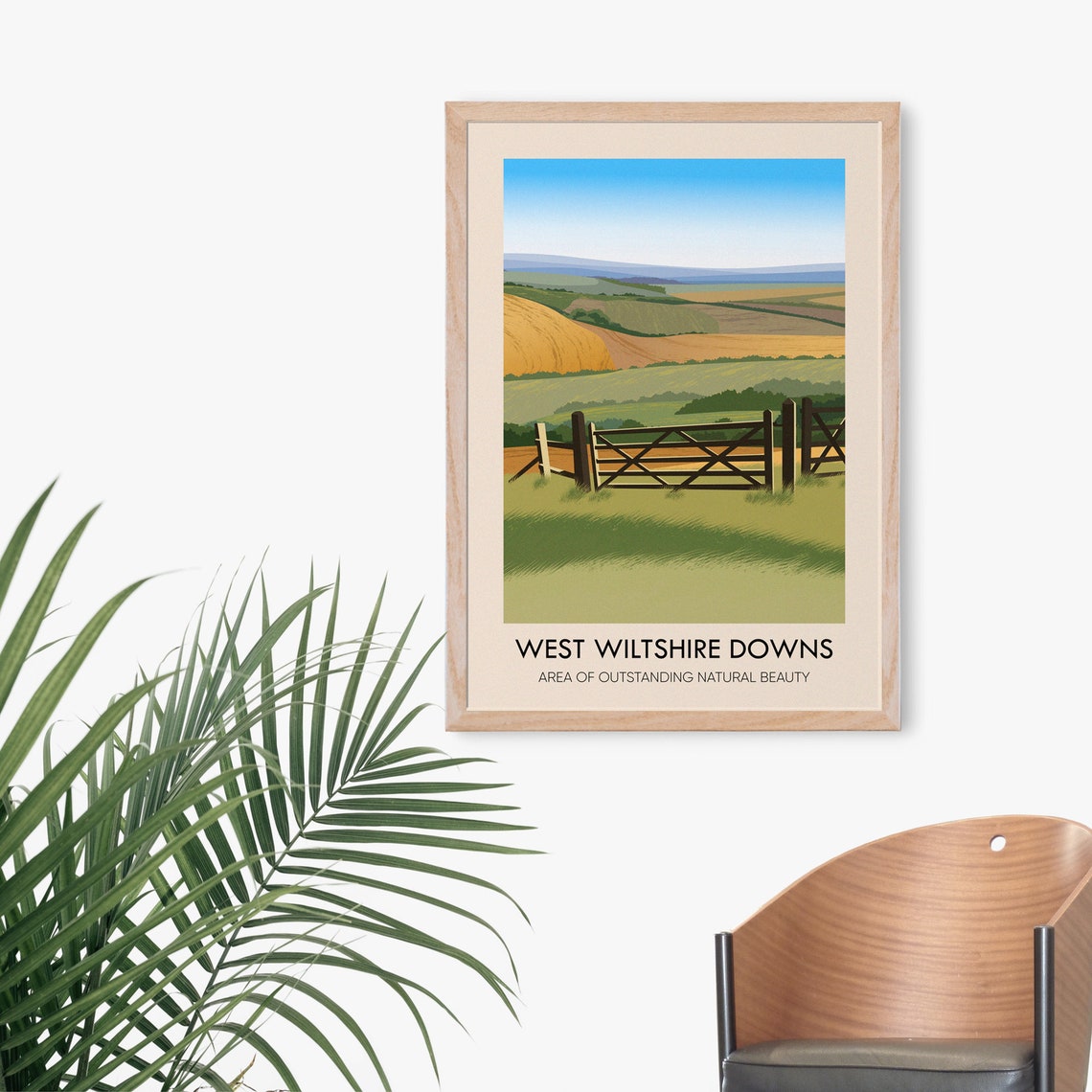 West Wiltshire Downs English Chalk Hills Field Gate Travel Poster - Image 3