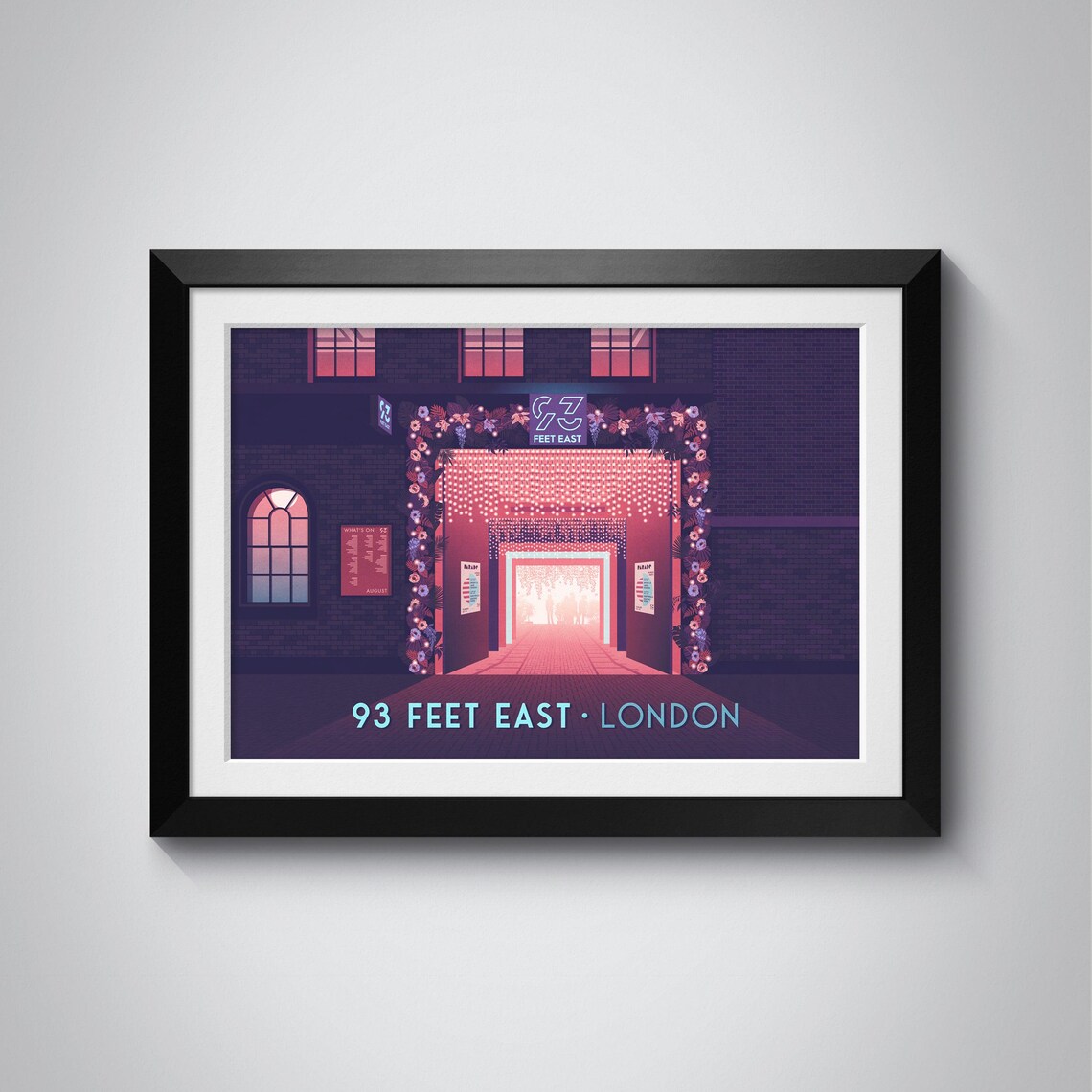 93 Feet East London Nightclub Floral Entrance Brick Lane Travel Poster