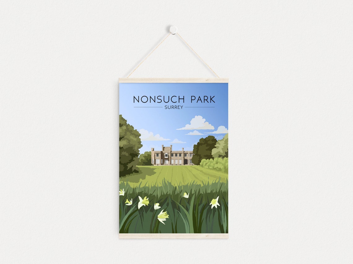 Nonsuch Park Mansion Daffodils Vintage Surrey Park Spring Poster - Image 4
