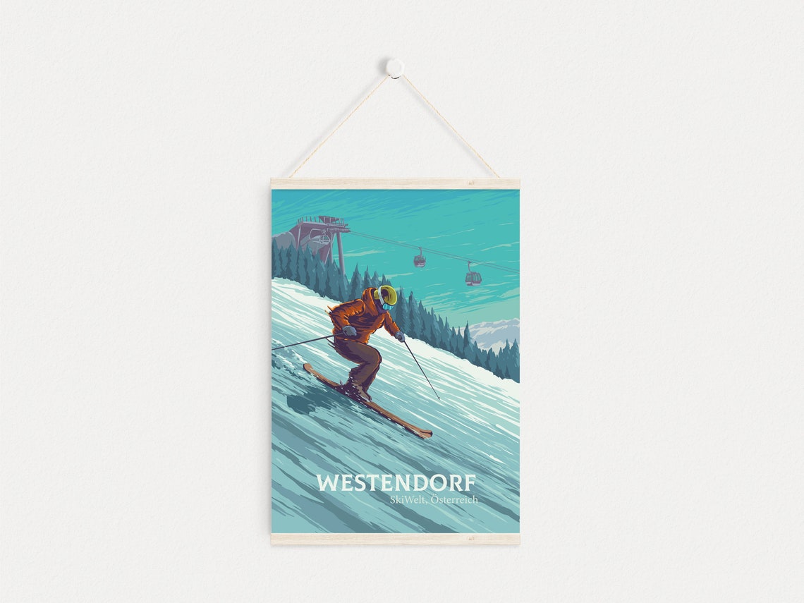 Westendorf SkiWelt Austria Skier Poster Tyrol Alpine Mountain Resort - Image 4