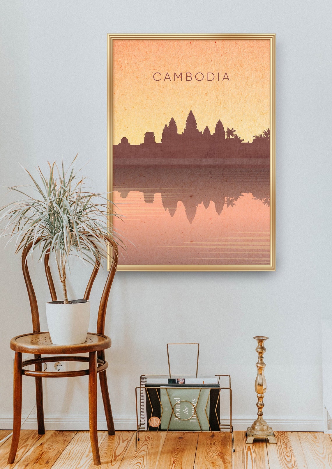 Cambodia Angkor Wat Temple Sunrise Still Water Reflection Poster - Image 2