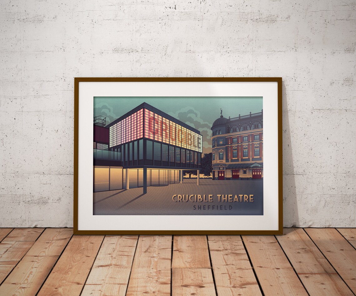 Crucible Theatre Sheffield Vintage Travel Poster - Image 4