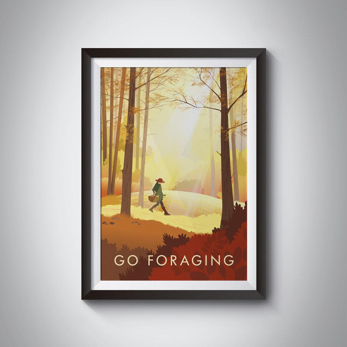 Go Foraging Art Print, Outdoor Activity Poster