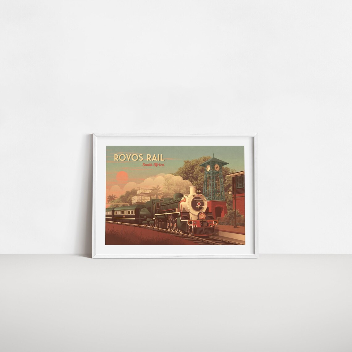 Rovos Rail South Africa Luxury Steam Train Station Clock Tower Poster - Image 2