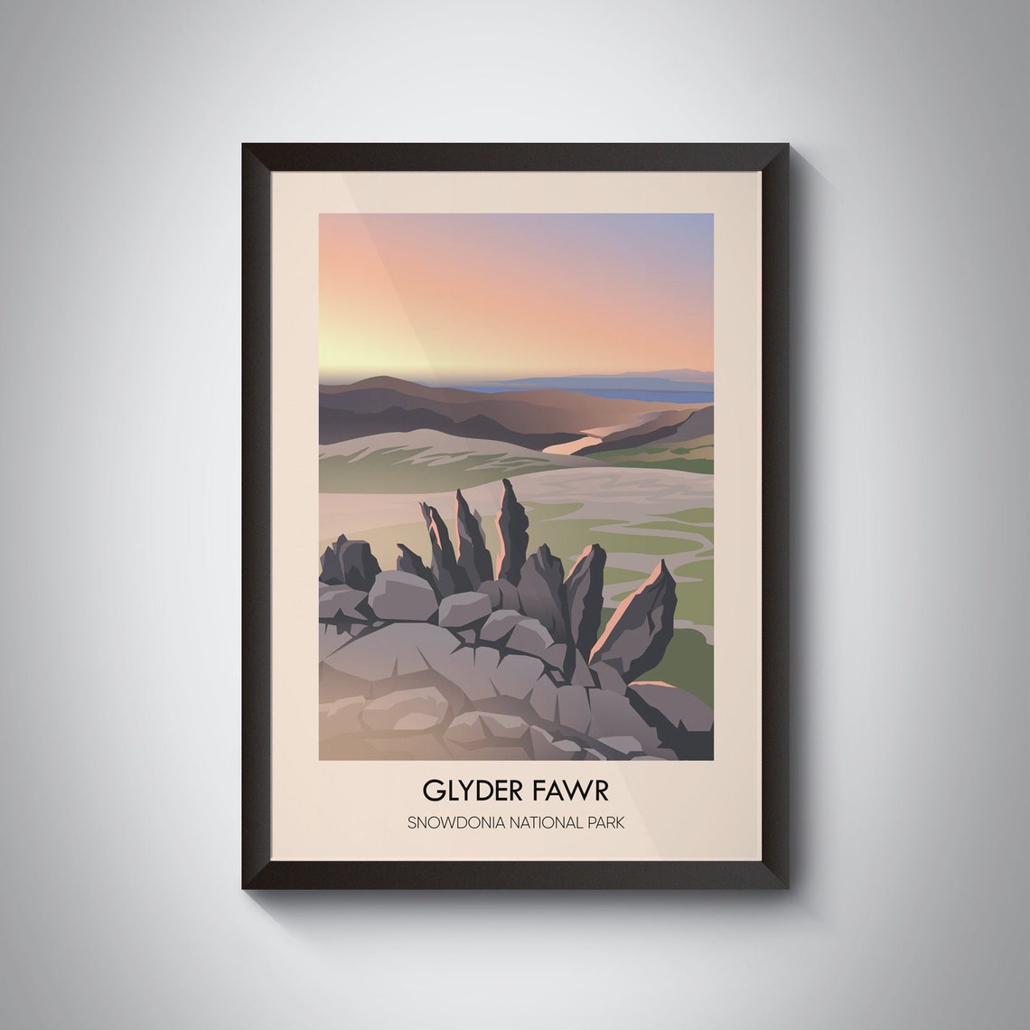 Glyder Fawr Snowdonia Sunset Rocky Summit Ridge Panorama Poster