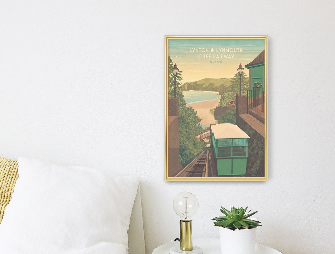 Lynton And Lynmouth Cliff Railway Devon Coastal View Scene Poster - Image 3