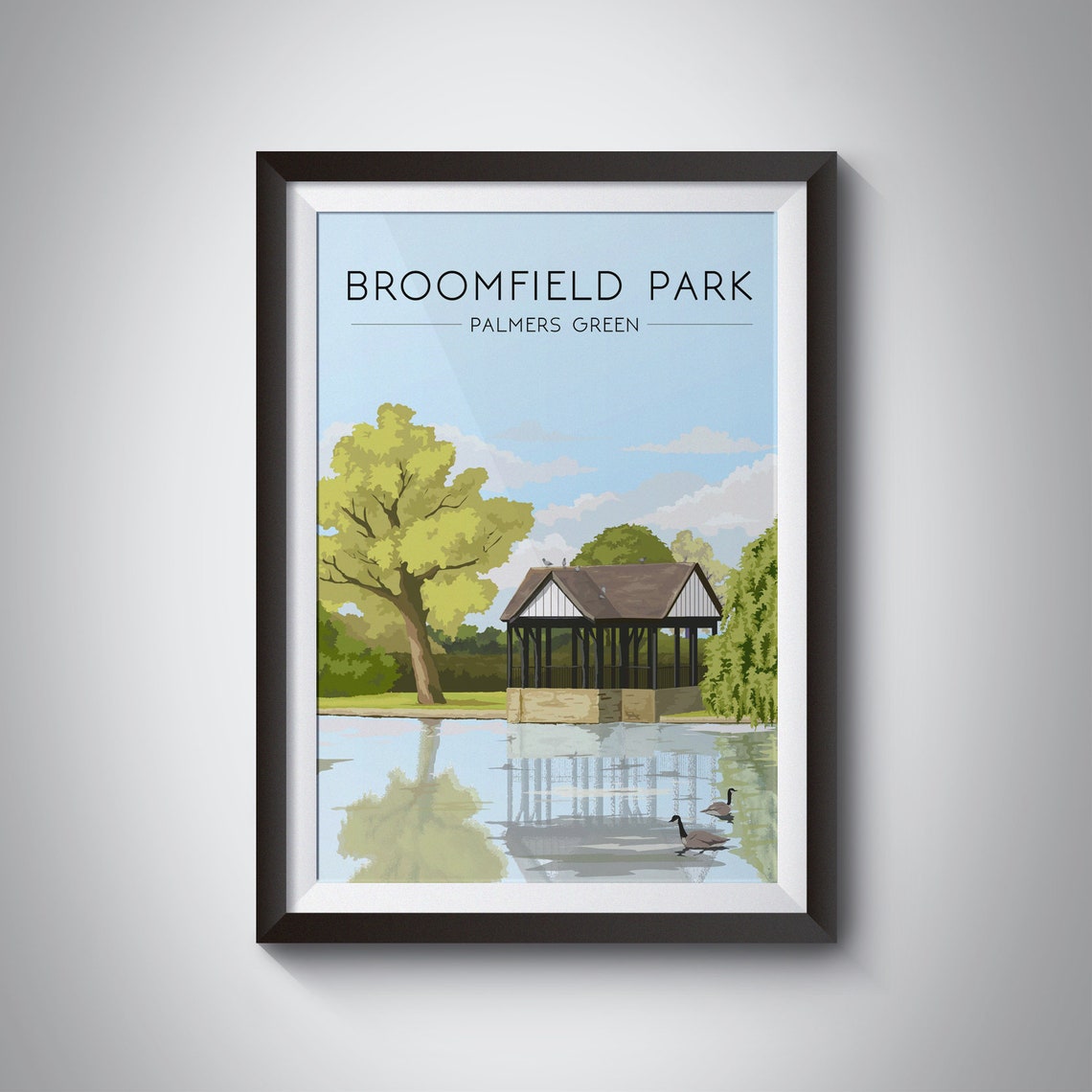 Broomfield Park Pond Pavilion Vintage Palmers Green Park Poster