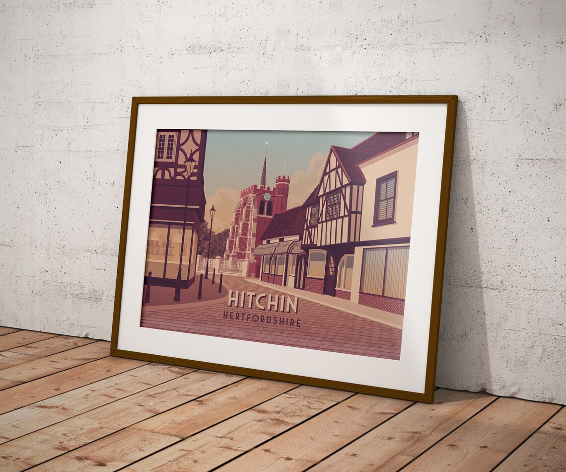 Hitchin Vintage Travel Poster, Hertfordshire UK - Image 2