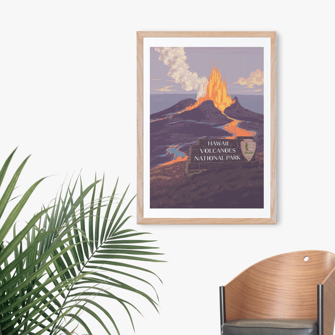 Hawaii Volcanoes National Park Erupting Lava Night Travel Poster - Image 3