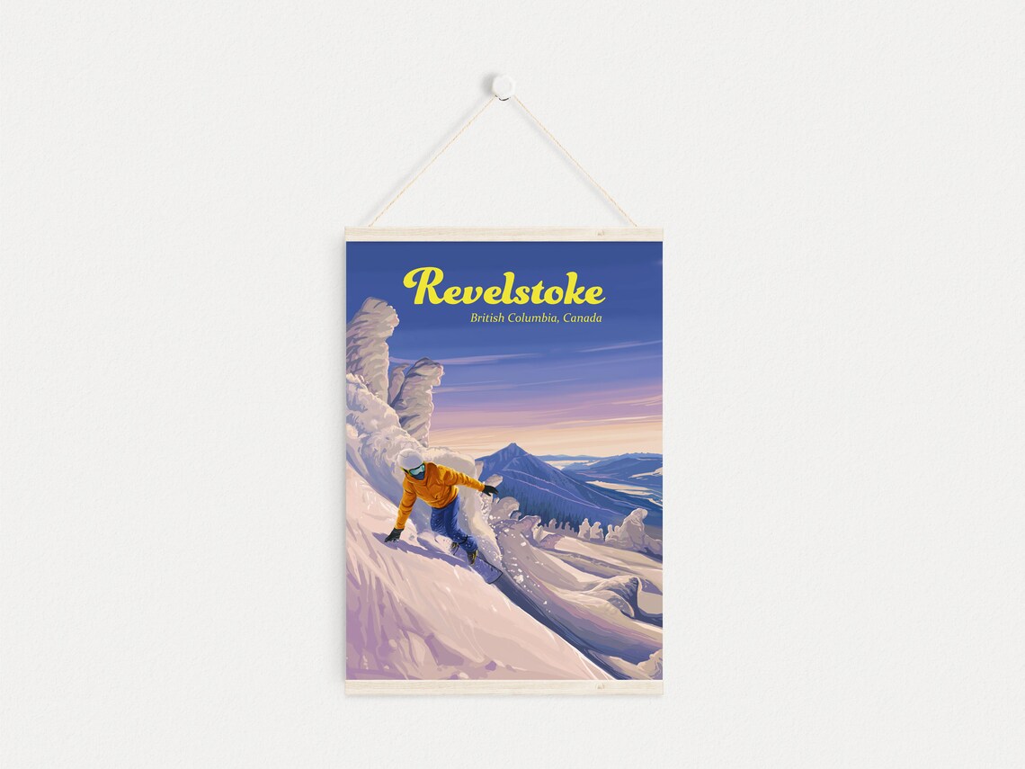Revelstoke Canada Snowboarding Powder Retro Ski Resort Travel Poster - Image 4