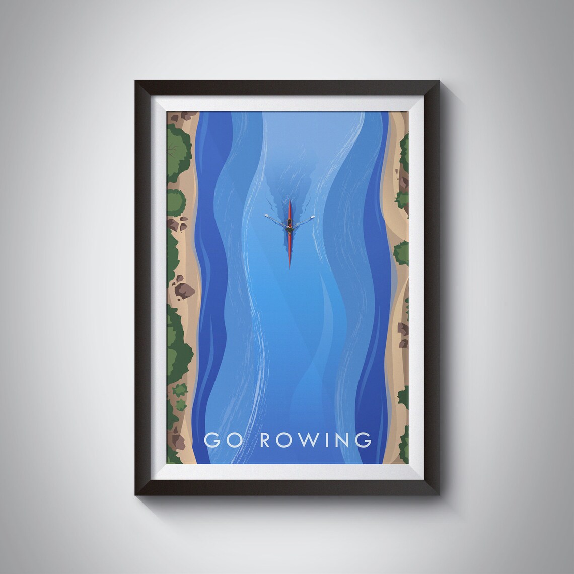 Go Rowing Vintage Travel Poster, Oxford Cambridge Crew