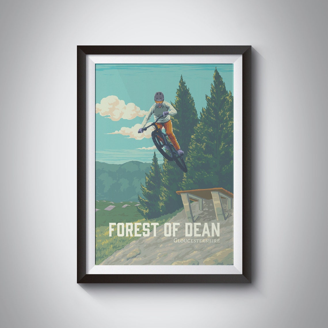 Forest of Dean Gloucestershire Mountain Biking Jump Ramp MTB Poster