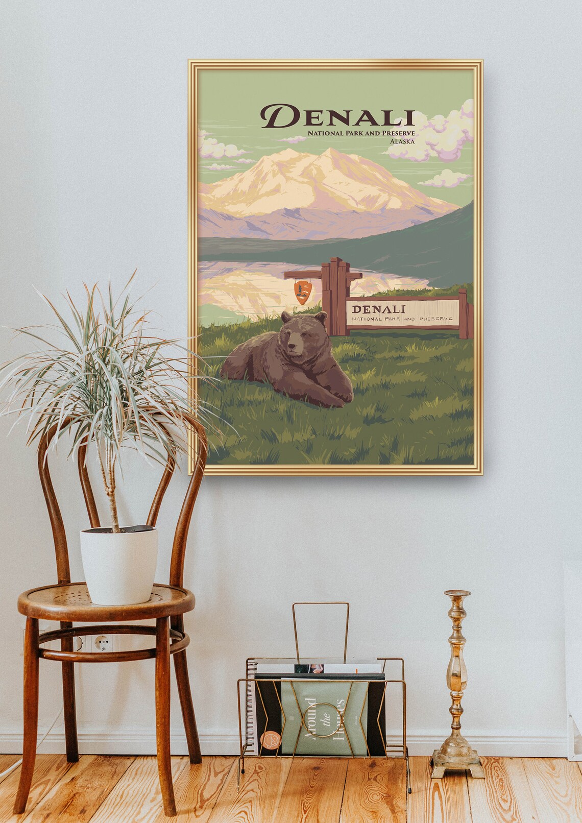 Denali National Park Alaska Grizzly Bear Entrance Sign Poster - Image 2